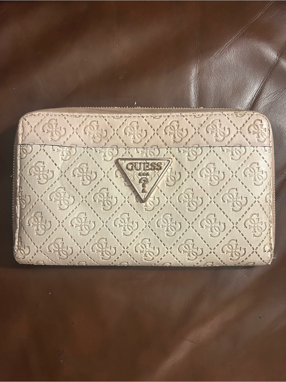GUESS Pink Logo Zip Around Wallet